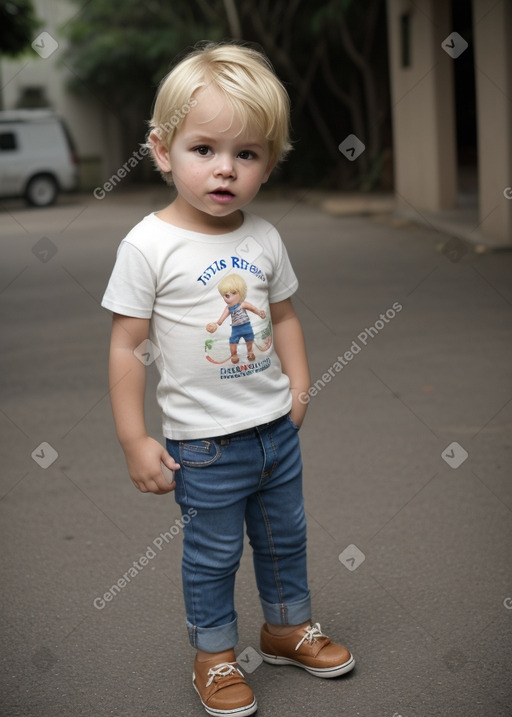 Costa rican infant boy with  blonde hair