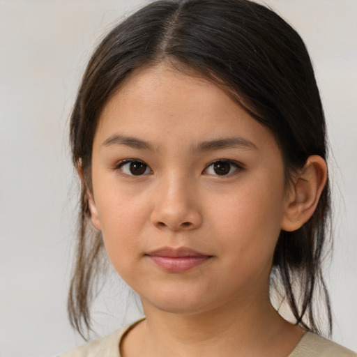 Neutral asian young-adult female with medium  brown hair and brown eyes