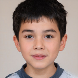 Neutral white child male with short  brown hair and brown eyes