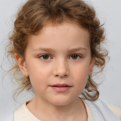 Neutral white child female with medium  brown hair and brown eyes