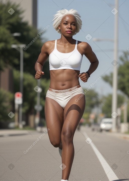 African american adult female with  white hair