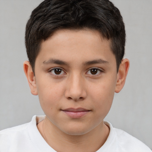 Neutral white child male with short  brown hair and brown eyes