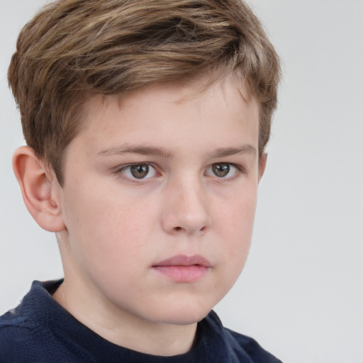 Neutral white child male with short  brown hair and grey eyes