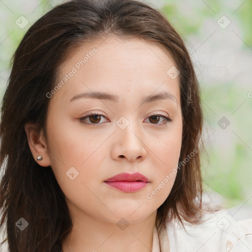 Neutral white child female with medium  brown hair and brown eyes