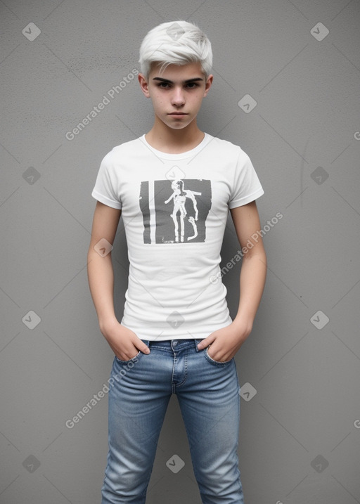 Argentine teenager boy with  white hair