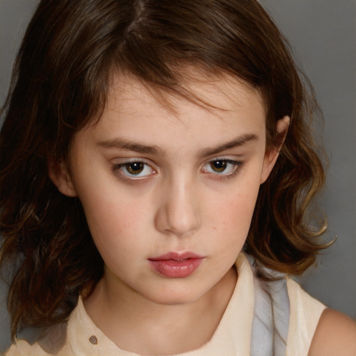 Neutral white child female with medium  brown hair and brown eyes