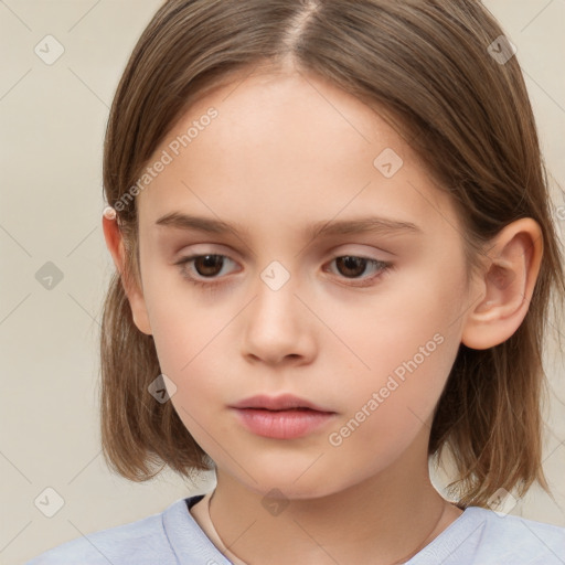 Neutral white child female with medium  brown hair and brown eyes