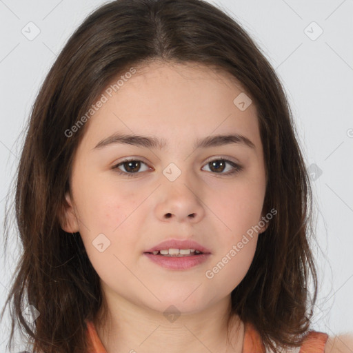 Neutral white child female with medium  brown hair and brown eyes