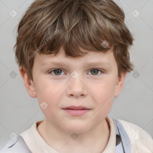 Neutral white child male with short  brown hair and brown eyes