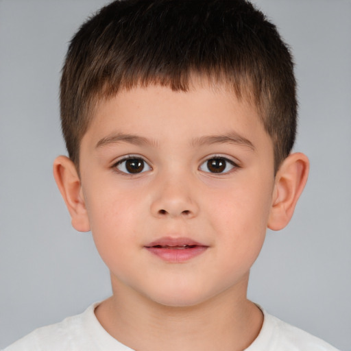 Neutral white child male with short  brown hair and brown eyes