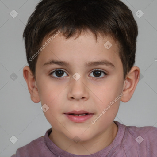 Neutral white child male with short  brown hair and brown eyes