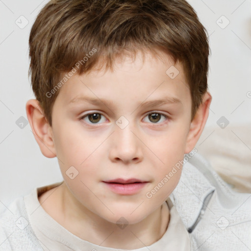 Neutral white child male with short  brown hair and brown eyes