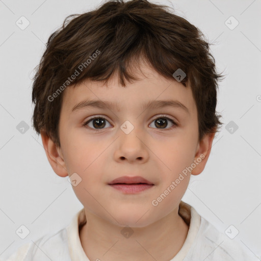 Neutral white child male with short  brown hair and brown eyes