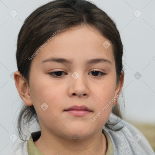 Neutral white child female with medium  brown hair and brown eyes