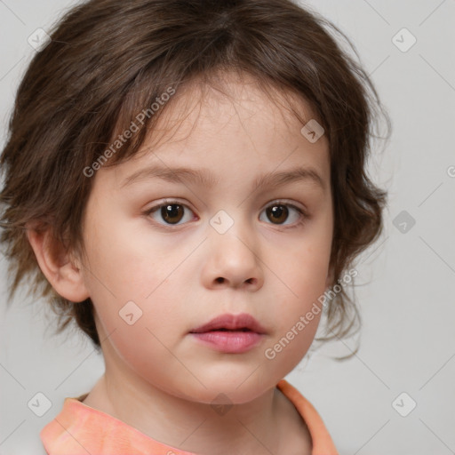 Neutral white child female with medium  brown hair and brown eyes