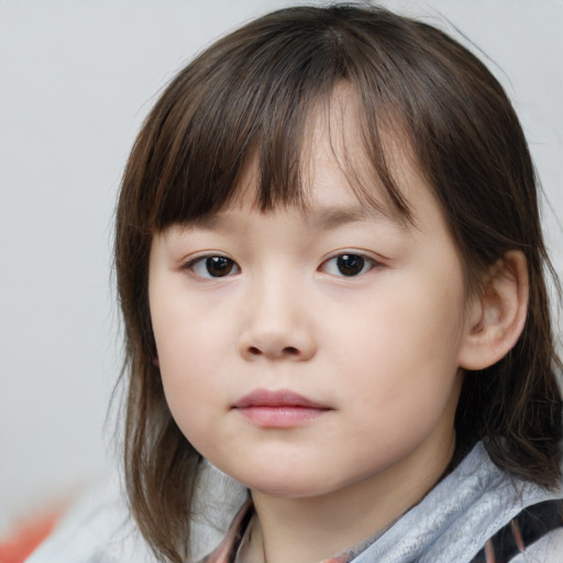 Neutral white child female with medium  brown hair and brown eyes