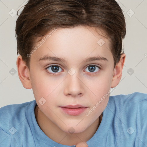 Neutral white child female with short  brown hair and brown eyes