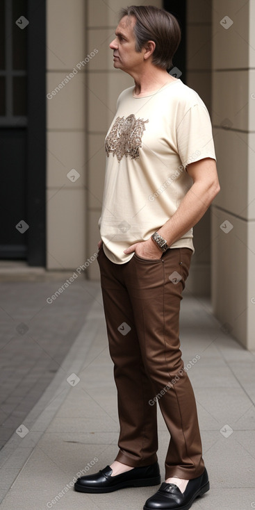 Middle-aged male with  brown hair