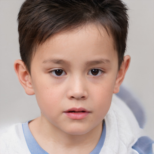 Neutral white child male with short  brown hair and brown eyes