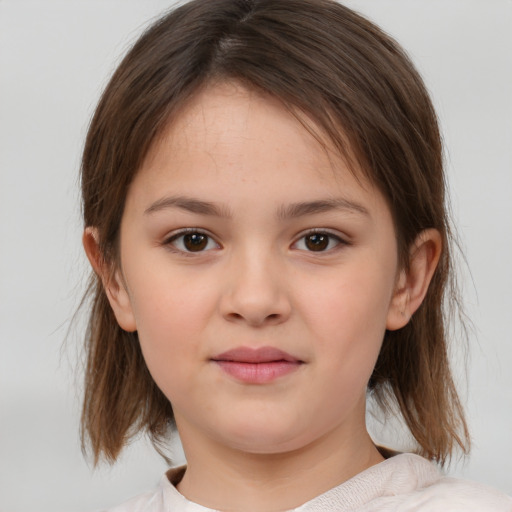 Neutral white child female with medium  brown hair and brown eyes