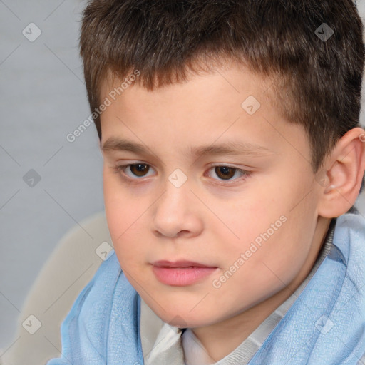 Neutral white child male with short  brown hair and brown eyes