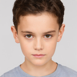 Neutral white child male with short  brown hair and brown eyes