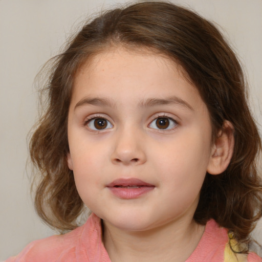 Neutral white child female with medium  brown hair and brown eyes