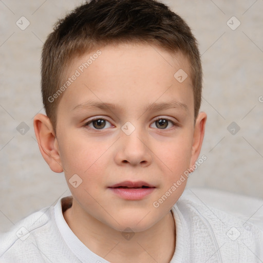 Neutral white child male with short  brown hair and brown eyes