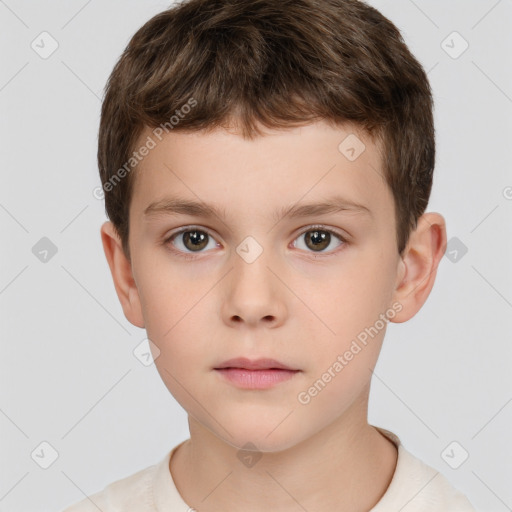 Neutral white child male with short  brown hair and brown eyes