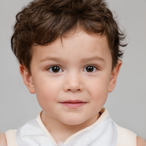 Neutral white child male with short  brown hair and brown eyes