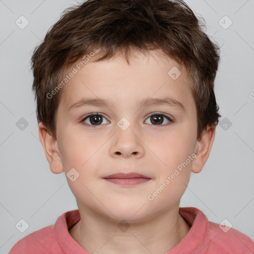 Neutral white child male with short  brown hair and brown eyes