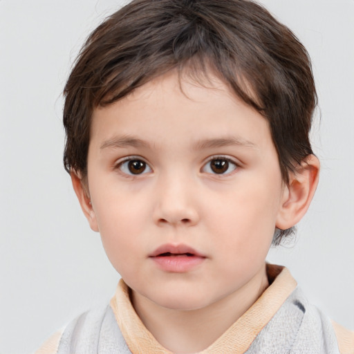 Neutral white child female with short  brown hair and brown eyes