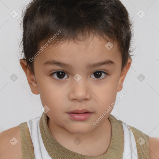 Neutral white child male with short  brown hair and brown eyes