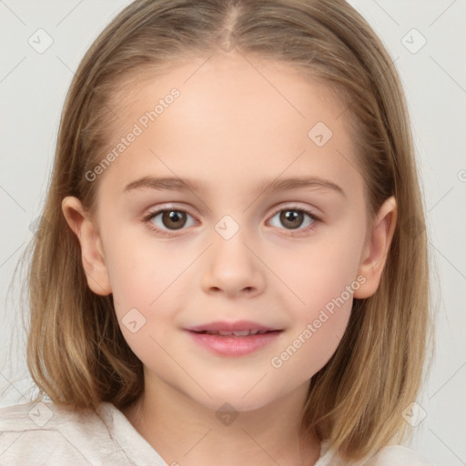 Neutral white child female with medium  brown hair and brown eyes