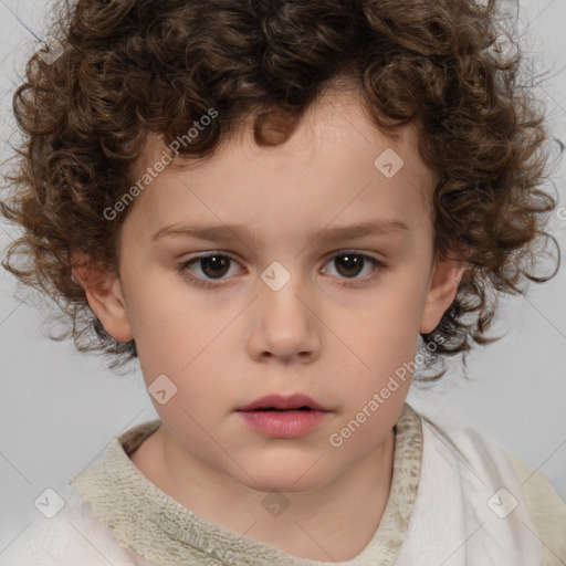 Neutral white child male with medium  brown hair and brown eyes