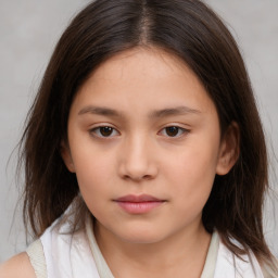 Neutral white child female with medium  brown hair and brown eyes