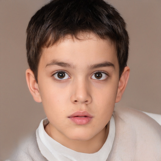 Neutral white child male with short  brown hair and brown eyes