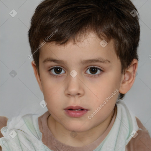 Neutral white child male with short  brown hair and brown eyes