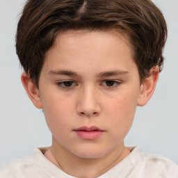 Neutral white child female with short  brown hair and brown eyes