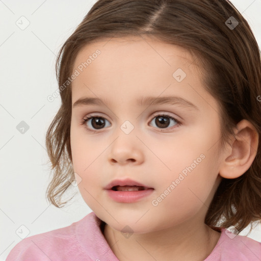 Neutral white child female with medium  brown hair and brown eyes