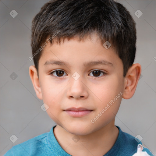 Neutral white child male with short  brown hair and brown eyes