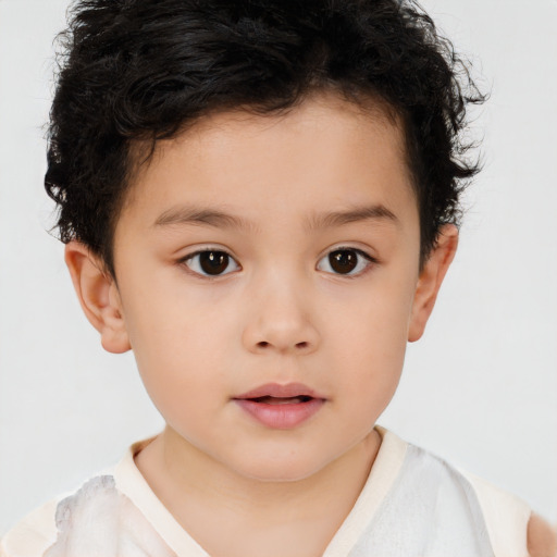 Neutral white child male with short  brown hair and brown eyes