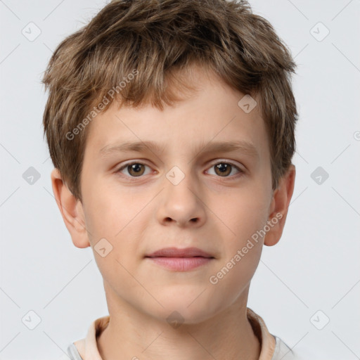 Neutral white child male with short  brown hair and brown eyes