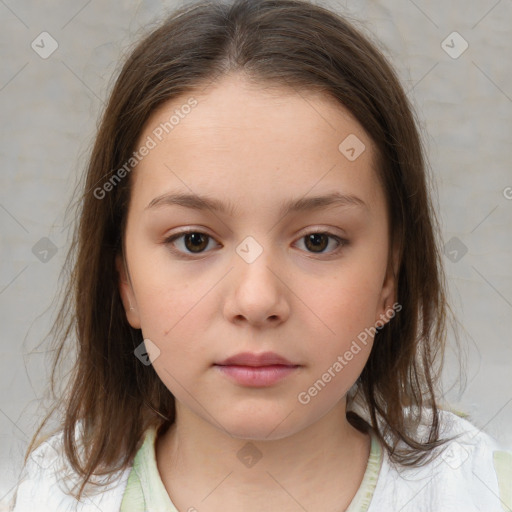 Neutral white child female with medium  brown hair and brown eyes