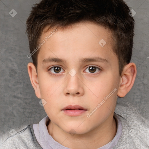 Neutral white child male with short  brown hair and brown eyes