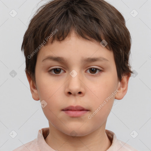 Neutral white child male with short  brown hair and brown eyes