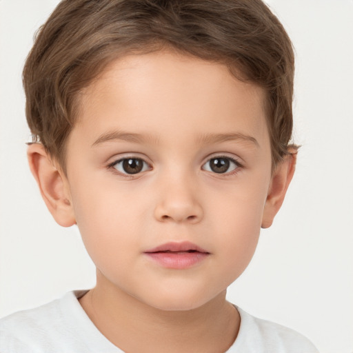 Neutral white child female with short  brown hair and brown eyes