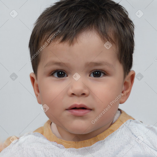 Neutral white child male with short  brown hair and brown eyes