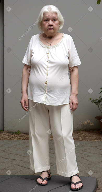 Czech elderly female with  white hair