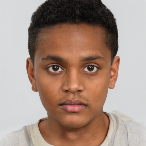 Neutral black child male with short  brown hair and brown eyes